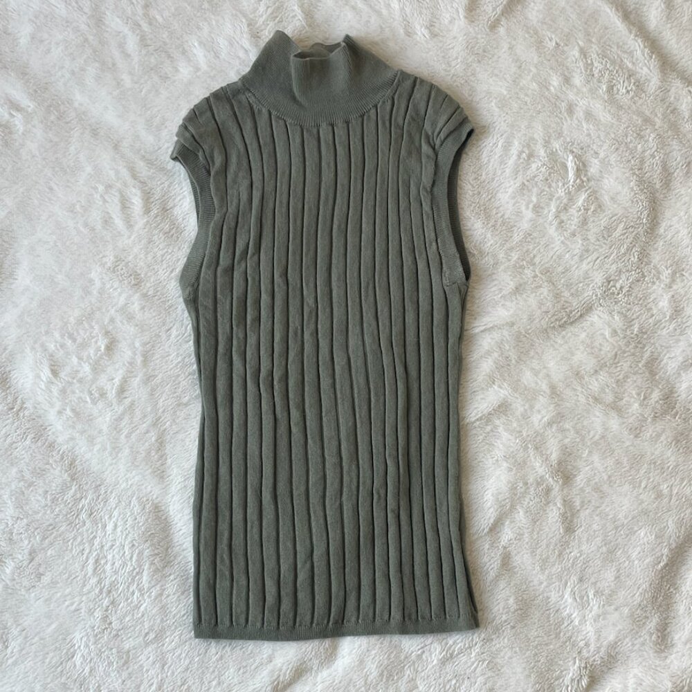 Olive Green Sleeveless Turtleneck Sweater - Banana Republic